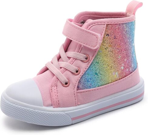 Toddler Girls Sneakers Kids High Top Casual Canvas Shoes with Sparkle Color Change Flipping Sequins in Saudi Arabia