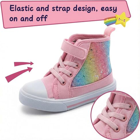 Toddler Girls Sneakers Kids High Top Casual Canvas Shoes with Sparkle Color Change Flipping Sequins in Saudi Arabia