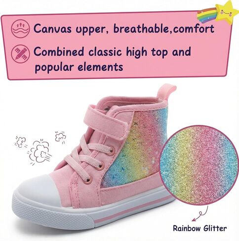 Toddler Girls Sneakers Kids High Top Casual Canvas Shoes with Sparkle Color Change Flipping Sequins in Saudi Arabia