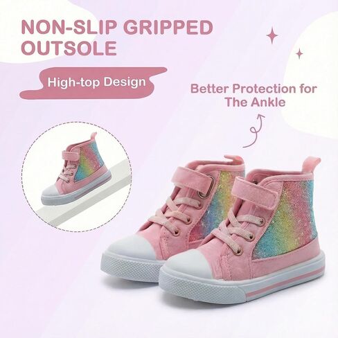 Toddler Girls Sneakers Kids High Top Casual Canvas Shoes with Sparkle Color Change Flipping Sequins in Saudi Arabia