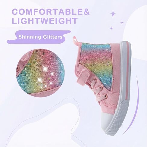 Toddler Girls Sneakers Kids High Top Casual Canvas Shoes with Sparkle Color Change Flipping Sequins in Saudi Arabia