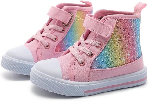 Toddler Girls Sneakers Kids High Top Casual Canvas Shoes with Sparkle Color Change Flipping Sequins in Saudi Arabia
