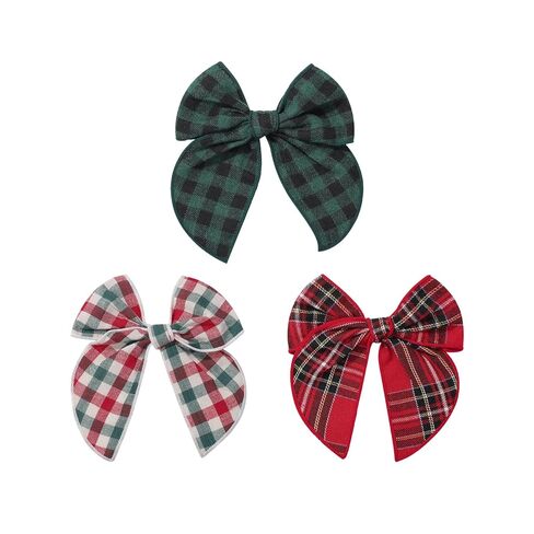 3 Pcs Large Christmas Fable Hair Bows, Handmade Fall Velvet Hair Bows, 5.31inch Large Velvet Ribbon Alligator Hairpins, Christmas Hair Accessories for Little Girls (Red,Black,Green) in Saudi Arabia