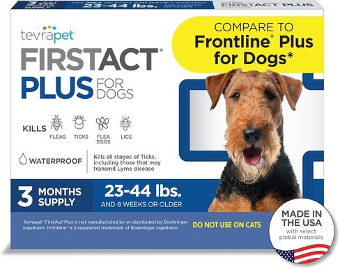FirstAct Plus Flea Treatment for Dogs, Medium Dogs 23-44 lbs, 3 Doses, Same Active Ingredients as Frontline Plus Flea and Tick Prevention for Dogs in Kuwait