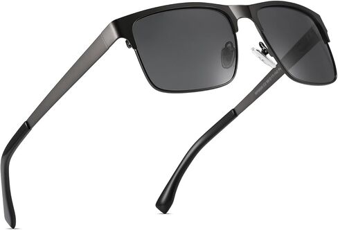 نظارات شمسية مستقطبة للرجال، إطار معدني للحماية من الأشعة فوق البنفسجية 400، نظارات شمسية مربعة كلاسيكية، ظلال طيار مضادة للوهج in Kuwait