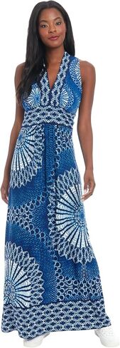 London Times Women's Women's Sleeveless Empire Waist V-Neck Maxi - Casual Floor Length Wedding Guest Dress in Saudi Arabia