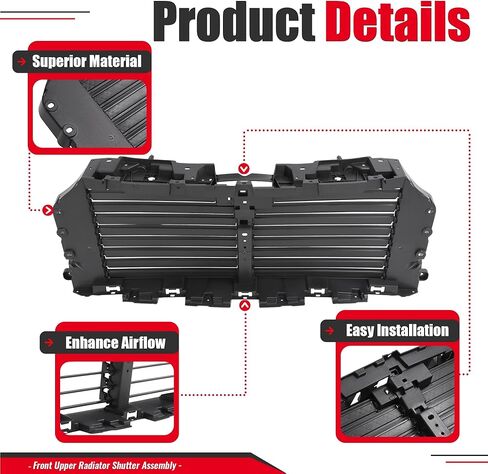 Front Upper Radiator Shutter Assembly Compatible with 2021-2023 Ford F-150 2024-2025 Ford F-150 Raptor Replacement for ML3Z-8475-C ML3Z-8475-A Without Motor Plastic in Saudi Arabia