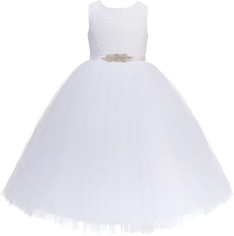 White Floral Lace Heart Cutout Flower Girl Dress Wedding Reception 172R1 14 in Saudi Arabia