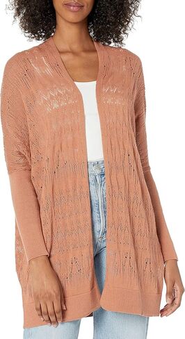 Cable Stitch Women's Oversized Lightweight Cardigan - Open Front Drop Shoulder Pointelle Stitch Knit Cover-up in Kuwait