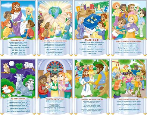 North Star Teacher Resource NST3102 Children's Bible Songs Bulletin Board Set, Set of 8 Posters in Kuwait