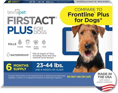 FirstAct Plus Flea Treatment for Dogs, Medium Dogs 23-44 lbs, 6 Doses, Same Active Ingredients as Frontline Plus Flea and Tick Prevention for Dogs in Kuwait