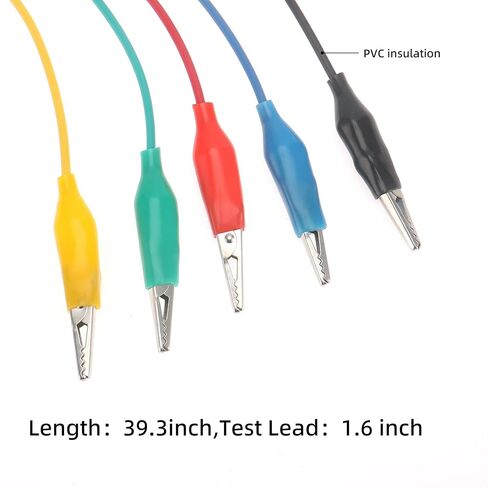 5pcs Alligator Clips Electrical Test Leads Crocodile Clips to Banana Plug Wires for Circuit Connection Electrical Testing 5 Colors in Saudi Arabia