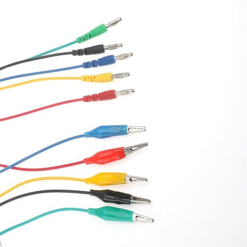 5pcs Alligator Clips Electrical Test Leads Crocodile Clips to Banana Plug Wires for Circuit Connection Electrical Testing 5 Colors in Saudi Arabia