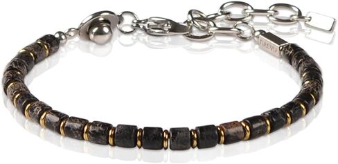 Men’s Beaded Gemstone Bracelet - Handcrafted Original Design Black Emperor Stone & Gold-Plated Hematite, Thickened Steel Wire, Dual-Clasp Adjustable 6.89–8.8 Inch, Perfect Holiday Gift for Men Everyday Wear in Kuwait