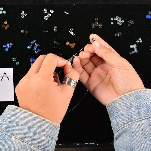 Men’s Beaded Gemstone Bracelet - Handcrafted Original Design Black Emperor Stone & Gold-Plated Hematite, Thickened Steel Wire, Dual-Clasp Adjustable 6.89–8.8 Inch, Perfect Holiday Gift for Men Everyday Wear in Kuwait