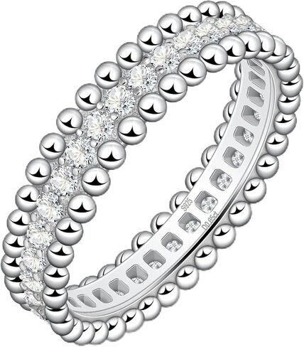 Moissanite Wedding Band for Women Full Eternity Band 925 Sterling Silver Round Cut D Color VVS1 Moissanite Stackable Wedding Anniversary Ring in Kuwait