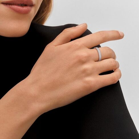 Moissanite Wedding Band for Women Full Eternity Band 925 Sterling Silver Round Cut D Color VVS1 Moissanite Stackable Wedding Anniversary Ring in Kuwait