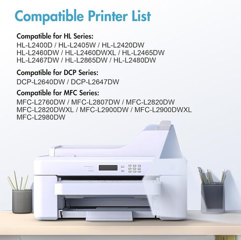 خراطيش حبر TN830XL ​​TN830 - بديلة متوافقة مع طابعة Brother TN830 TN830XL ​​TN-830 المتوافقة مع طابعة HL-L2460DW DCP-L2640DW HL-L2400D HL-L2405W (1 أسود) in Kuwait