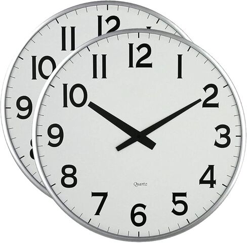 Lulu Decor, Slim 18" Silver Wall Clock, Round Modern Sleek Design only 0.75" Thick, Large Wall Clock Battery Operated in Kuwait