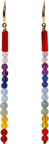 Reiki 7 Chakra Long Drop Dangle Earrings for Women 925 Silver Gold Plated Colorful Crystal Earrings Meditation Yoga Relaxation Jewelry in Kuwait