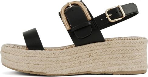 Soda Grand ~ Women Round Toe Low Heel Espadrille Wedge Sandals with Stitched Embroidery in Saudi Arabia