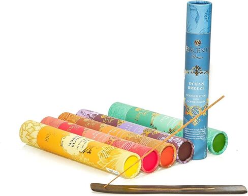 Essence incense gift pack 180 sticks with incense holder 6 flavors, Ocean,Morning Blosom,Jasmine tea,Rose Geranium,Sandalwood spice, And Lavender Rosemary. in Kuwait