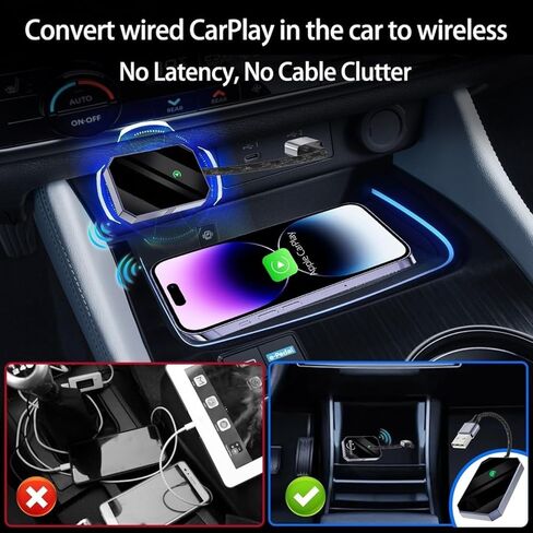 Wireless CarPlay Adapter for Apple, Converts Factory Wired Car Play to Wireless, Dongle Plug & Play Carplay for Cars 2017+ with iPhone iOS 10+ in Saudi Arabia