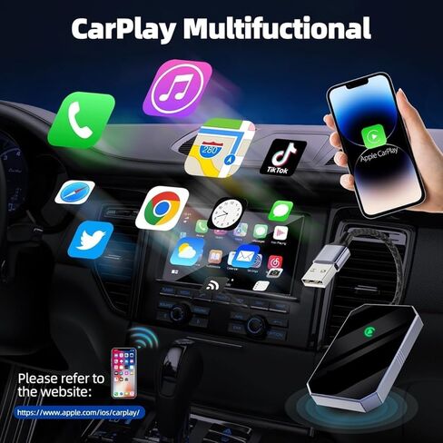 Wireless CarPlay Adapter for Apple, Converts Factory Wired Car Play to Wireless, Dongle Plug & Play Carplay for Cars 2017+ with iPhone iOS 10+ in Saudi Arabia