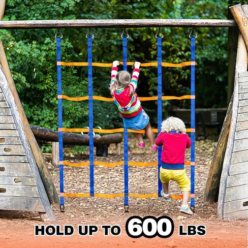 TOPNEW Climbing Net for Kids Outdoor, Portable Ninja Cargo Net Rope Ladder Monkey Bars for Ninja Slackline, Jungle Gyms, Swing Set, Ninja Warrior Style Obstacle Courses for Outdoor Treehouse in Kuwait