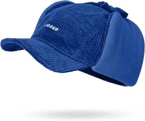 Croogo Winter Short Brim 5 Panel Cap Corduroy Trapper Hat with Ear Flaps for Men Warm Baseball Cap with Visor in Saudi Arabia