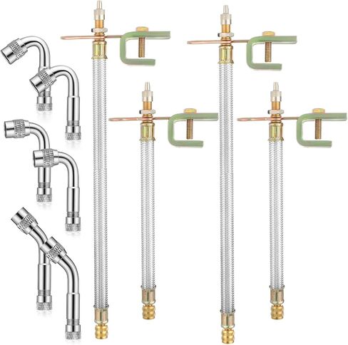 4 قطع من موسعات جذع الصمام، وصلة جذع صمام مزدوجة مضفرة من الفولاذ المقاوم للصدأ مع 6 قطع محول موسع صمامات 45 90 135 درجة لمعظم السيارات والشاحنات والمقطورة المتنقلة (7 بوصة، 12 بوصة) in Kuwait