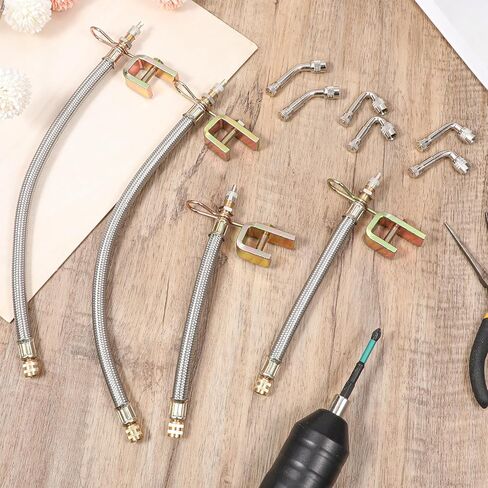 4 قطع من موسعات جذع الصمام، وصلة جذع صمام مزدوجة مضفرة من الفولاذ المقاوم للصدأ مع 6 قطع محول موسع صمامات 45 90 135 درجة لمعظم السيارات والشاحنات والمقطورة المتنقلة (7 بوصة، 12 بوصة) in Kuwait