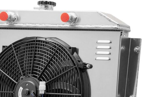 3 صف مشعاع ألومنيوم لـ 1949-1951 1950 Mercury Car Flathead V8 Shroud، 3 Core Downflow Radiator Shroud 16 ''Fan Relay Kit Radiador السيارات استبدال مشعات المحرك in Kuwait