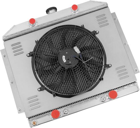 3 صف مشعاع ألومنيوم لـ 1949-1951 1950 Mercury Car Flathead V8 Shroud، 3 Core Downflow Radiator Shroud 16 ''Fan Relay Kit Radiador السيارات استبدال مشعات المحرك in Kuwait