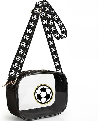 Soccer Crossbody Bag Gifts for Girls Soccer Mom Essentials Clear PVC Handbags with Chenille for Stadium Events for Game Day Events in Kuwait