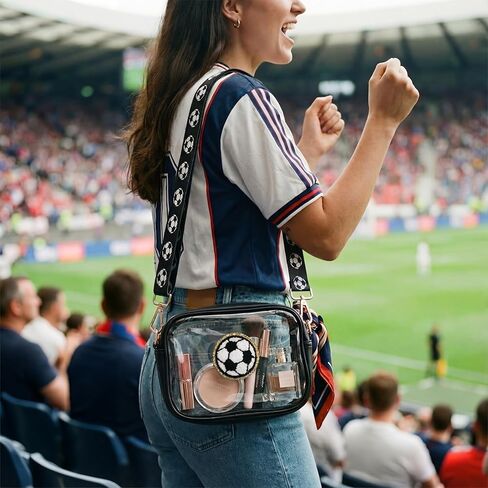 Soccer Crossbody Bag Gifts for Girls Soccer Mom Essentials Clear PVC Handbags with Chenille for Stadium Events for Game Day Events in Kuwait