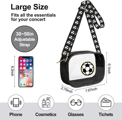 Soccer Crossbody Bag Gifts for Girls Soccer Mom Essentials Clear PVC Handbags with Chenille for Stadium Events for Game Day Events in Kuwait