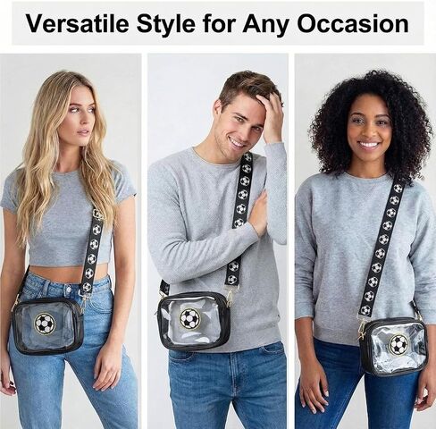 Soccer Crossbody Bag Gifts for Girls Soccer Mom Essentials Clear PVC Handbags with Chenille for Stadium Events for Game Day Events in Kuwait