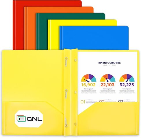 مجلدات بلاستيكية GNL مع جيوب وشوكة، حزمة من 5، ألوان باستيل صامتة، مجلدات ملفات جيب شديدة التحمل بحجم الحروف، مجلدات ذات شوكات للمدرسة والمنزل والمكتب in Kuwait