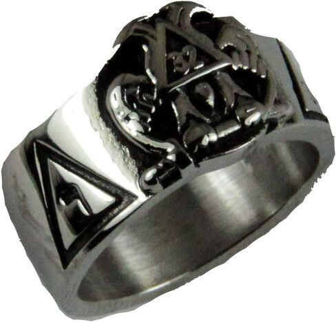 The Quiet Witness T68 Stainless Steel Scottish Rite Ring 14 & 32 Degree Mason 14th 32nd Masonic Jewelry Gift in Kuwait