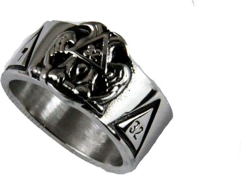 The Quiet Witness T68 Stainless Steel Scottish Rite Ring 14 & 32 Degree Mason 14th 32nd Masonic Jewelry Gift in Kuwait