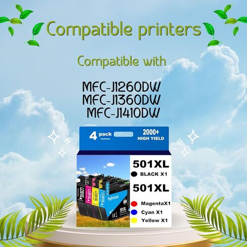 خراطيش حبر PayForLess LC501XL LC501 لخراطيش حبر Brother LC501 501 501XL لـ Brother MFC-J1260DW MFC-J1360DW MFC-J1410DW 4 عبوات (1 أسود، 1 سماوي، 1 أرجواني، 1 أصفر) in Kuwait