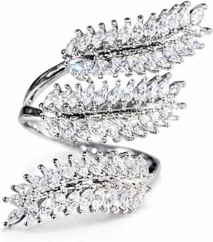 خواتم نسائية حلقات أوراق للنساء - مجوهرات خاتم قابلة للتعديل لحلقات قابلة للتعديل للنساء مجوهرات للنساء خاتم للنساء خاتم زركونيا مكعب خاتم أوراق الشجر للنساء in Kuwait