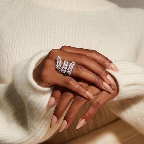 خواتم نسائية حلقات أوراق للنساء - مجوهرات خاتم قابلة للتعديل لحلقات قابلة للتعديل للنساء مجوهرات للنساء خاتم للنساء خاتم زركونيا مكعب خاتم أوراق الشجر للنساء in Kuwait