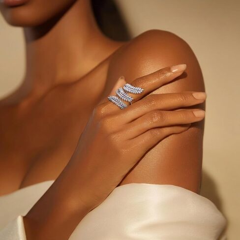 خواتم نسائية حلقات أوراق للنساء - مجوهرات خاتم قابلة للتعديل لحلقات قابلة للتعديل للنساء مجوهرات للنساء خاتم للنساء خاتم زركونيا مكعب خاتم أوراق الشجر للنساء in Kuwait