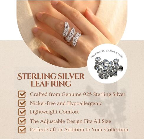 خواتم نسائية حلقات أوراق للنساء - مجوهرات خاتم قابلة للتعديل لحلقات قابلة للتعديل للنساء مجوهرات للنساء خاتم للنساء خاتم زركونيا مكعب خاتم أوراق الشجر للنساء in Kuwait