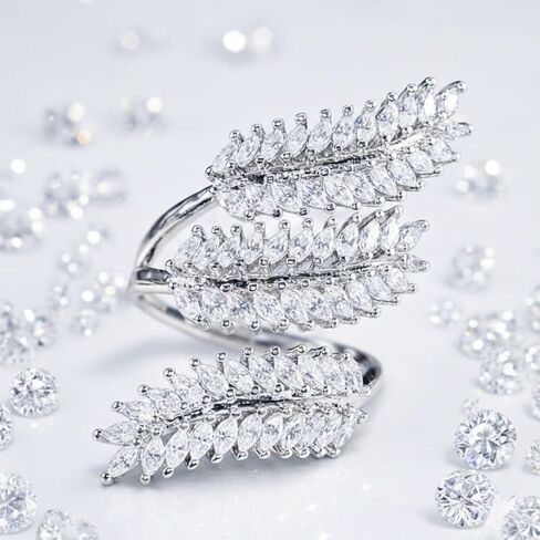 خواتم نسائية حلقات أوراق للنساء - مجوهرات خاتم قابلة للتعديل لحلقات قابلة للتعديل للنساء مجوهرات للنساء خاتم للنساء خاتم زركونيا مكعب خاتم أوراق الشجر للنساء in Kuwait