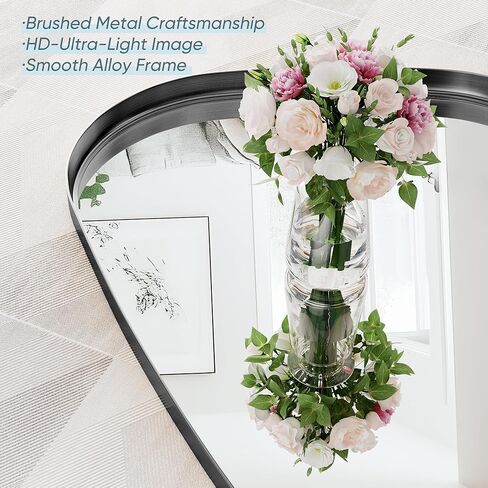 Irregular Wall Mirror 22"x30" Bathroom Mirrors Asymmetrical Artistic Decorative for Living Room Bedroom Bathroom Hallway Entryway,Trapezoid,Black in Kuwait