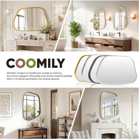 Irregular Wall Mirror 22"x30" Bathroom Mirrors Asymmetrical Artistic Decorative for Living Room Bedroom Bathroom Hallway Entryway,Trapezoid,Black in Kuwait