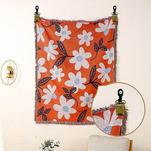 4 Set Heavy Duty Tapestry Hangers Clamps, Rug Hangers for Walls, Metal Tapestry Clips, Quilt Hangers for Wall Hangings, Blankets, Flag, Shawl Display (Bronze) in Saudi Arabia